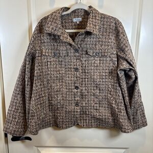 Analogy Size 1X Brocade Swirl Paisley Jacket Shacket Vintage Earthy Boho